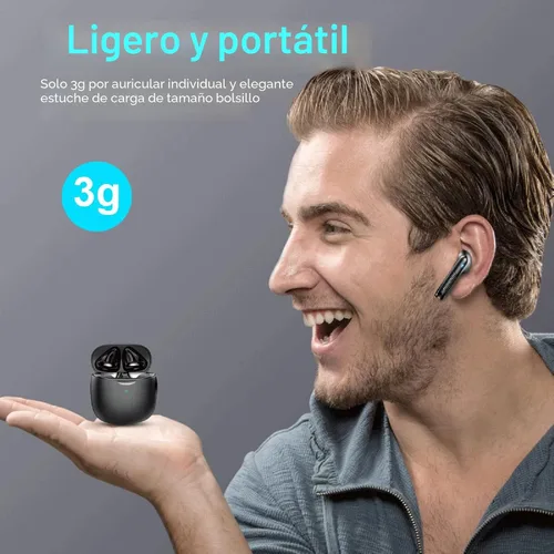 Vista 5 de Auriculares inalámbricos, auriculares Bluetooth 5.4 con graves estéreo, auriculares Bluetooth en el oído con cancelación de ruido y micrófono