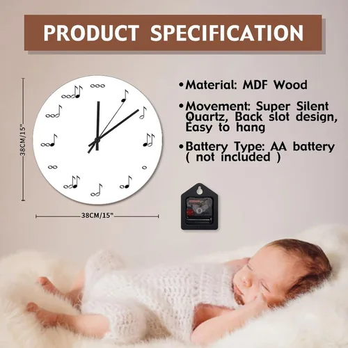 Vista 67 de Reloj de pared de guitarra acústica con aspecto de madera natural, reloj de madera rústico y elegante, 10 silenciosos, sin tictac, de cuarzo