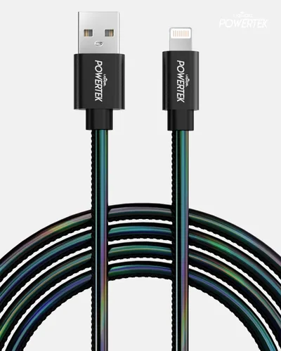 Vista 2 de LIQUIPEL Powertek - Cable de carga para iPhone, adaptador de cable Lightning a USB de carga rápida de 6 pies, compatible con iPad, certificado MFI
