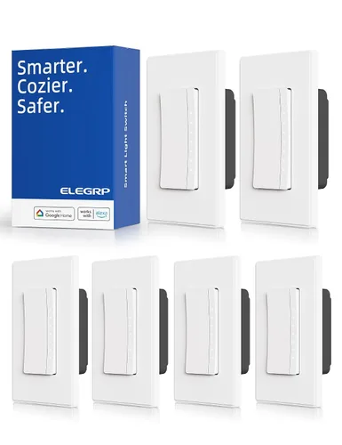 Vista 7 de ELEGRP Atenuador de luz inteligente DPR30, interruptor de atenuación WiFi de 2,4 GHz compatible con Alexa y Google Assistant, de un solo polo/3