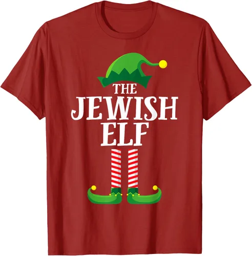 Vista 37 de Playera de pijama para fiesta de Navidad, grupo familiar a juego con elfo judío