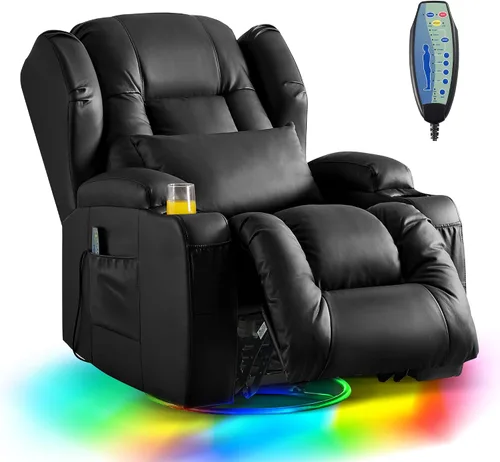 Vista 14 de DRMBOOK Sillas reclinables giratorias de doble motor con masaje y calor Gris