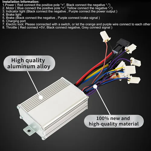 Vista 4 de Controlador de motor cepillado 36V 1000W 30A con interruptor de 3 velocidades Seis MOSFET incorporados y un relé, controlador de velocidad