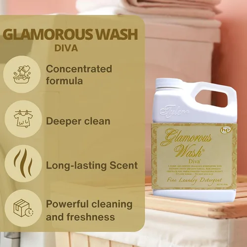Vista 3 de Worldwide Nutrition Paquete Compatible con Tyler Glamorous Wash Diva Detergente Líquido para la Ropa - Lavable a Mano y a Máquina Detergente