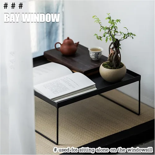 Vista 3 de Mesa de té Cofee Mesa de Centro para Sala moderna y minimalista mesa de té de oficina con madera rectangular y marcos de metal estables, para sala