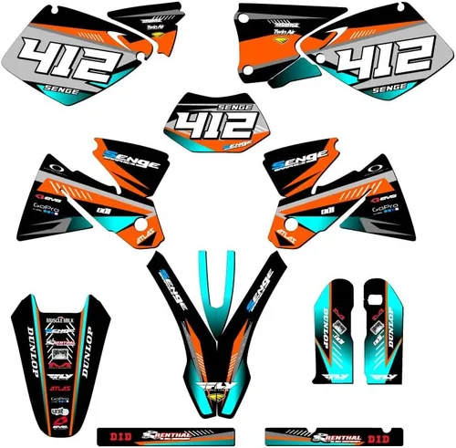 Vista 6 de Kit de base gráfica EXC Surge Black Senge 1998-2000 compatible con KTM