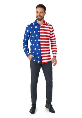 Vista 3 de Camisa Suitmeister con Bandera de USA para Hombre Multicolor