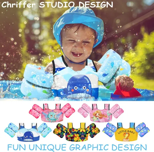Vista 7 de Chriffer Toddler Floaties Kids Swim Vest for 30-50 Pounds Boys & Girls with Arm Wings for Age 2 3 4 5 6 7 Years Old Baby