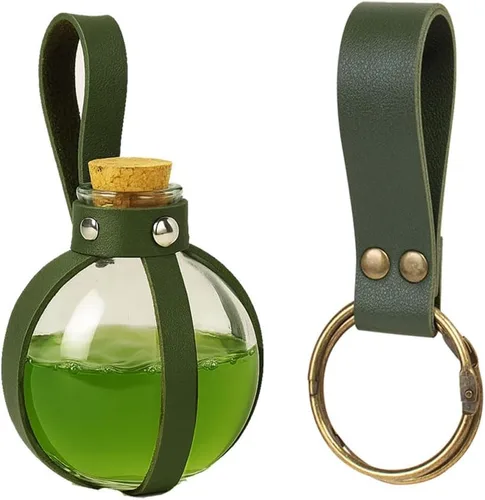 Vista 8 de SUMGOGO Botella mágica oscura de poción de corcho para Halloween, cosplay, feria Ren, accesorios de bruja, accesorios de disfraz, vaso redondo