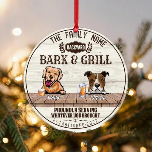 Vista 13 de SILYHEART Christmas Acrylic Ornaments Golden Retriever & Shiba Inu Christmas Sublimation Ornaments Family Dog Name Funny Dogs Live Here Car Hanging