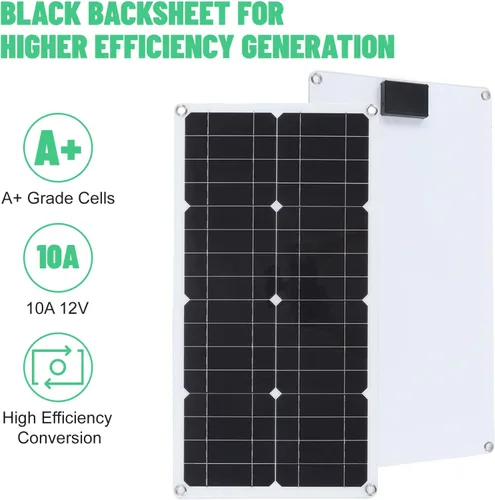 Vista 2 de Pilipane Cargador de batería solar de 250 W con controlador de carga de 10 A, kit de panel solar portátil, kit de panel solar monocristalino
