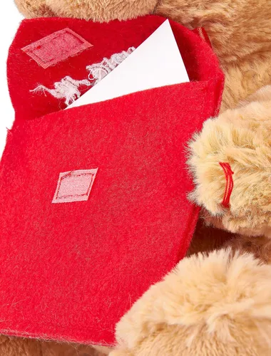 Vista 4 de BRUBAKER Oso de peluche con sobre rojo, para ti, 9.84 pulgadas, peluche de peluche, color marrón