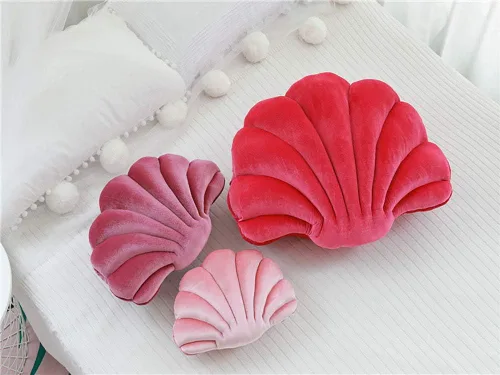 Vista 2 de Almohada decorativa de terciopelo SeaShell para cama, sofá, hogar, oficina, algodón