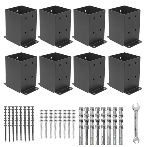 Vista 11 de 4 anclajes de poste de 6 x 6 pulgadas (tamaño interior 5.6 x 5.6) 13GA Thick Solid Steel &Powder Coated,Deck Post Brackets Support Deck Base