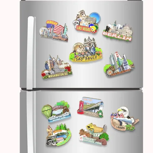 Vista 4 de Imán de madera para nevera de Sao Paulo de Estados Unidos, 3D, monumentos de viaje, coleccionables, recuerdos, decoración hecha a mano2