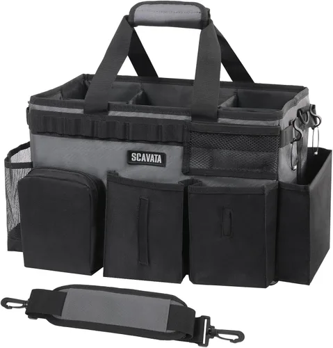Vista 18 de SCAVATA Bolsa de aseo portátil, organizador de suministros con asa y correas para el hombro para amas de casa, organizador de herramientas