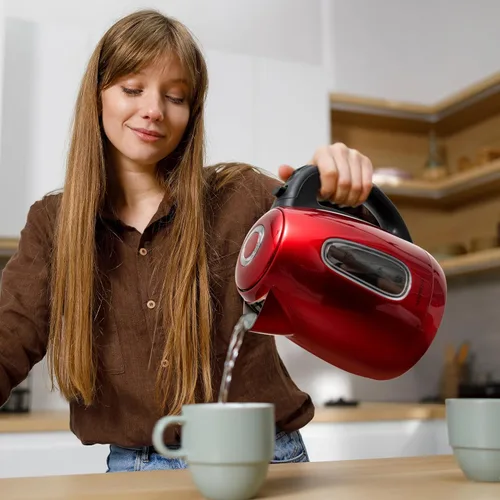 Vista 7 de Mixpresso - Tetera eléctrica de acero inoxidable rojo, 1,7 L, 1500 W