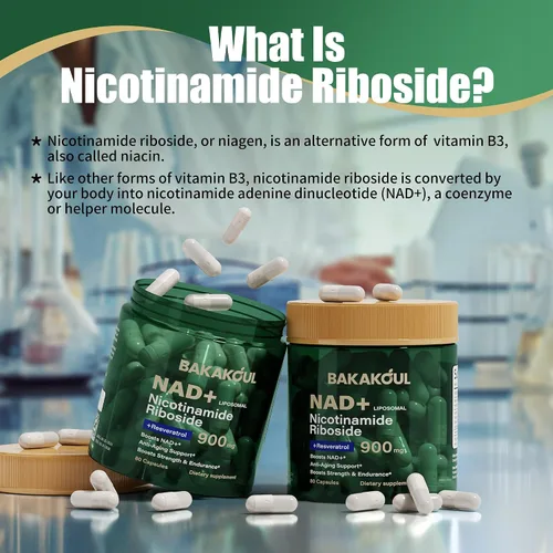 Vista 4 de BAKAKOUL Suplemento NAD – Ribosida de nicotinamida liposomal, resveratrol, quercetina, NAD nicotinamida ribósido resveratrol 900 mg, suplemento NAD+