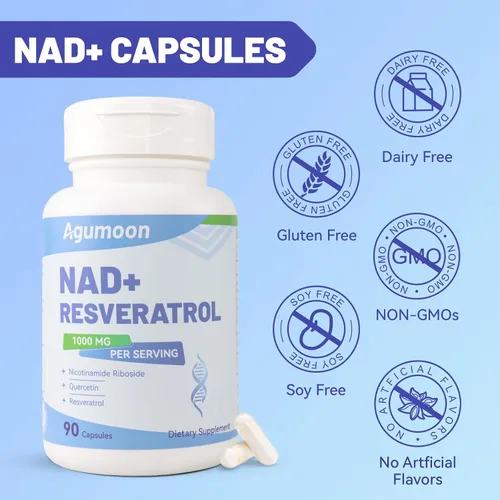 Vista 6 de Suplemento NAD+ de 1000 mg, suplemento liposomal de ribósido de nicotinamida NAD con resveratrol y quercetina para mujeres y hombres - 90 cápsulas