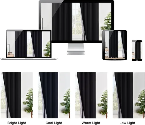 Vista 8 de XWZO Cortinas 100% opacas de 45 pulgadas de largo con alzapaños, cortinas de ventana de sombra completa, aislamiento térmico, doble capa con forro