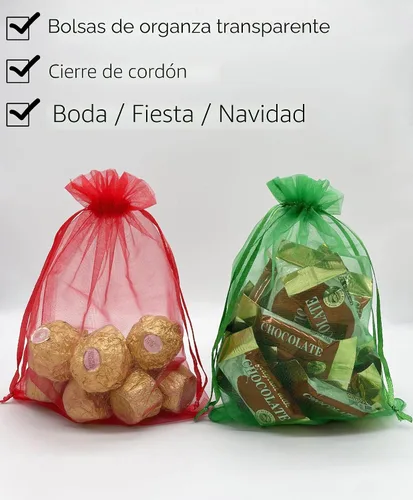 Vista 4 de Jexila 120 bolsas de organza transparente de 5 x 7 pulgadas, bolsas de regalo con cordón de malla pequeñas para joyas, bodas, fiestas, baby shower