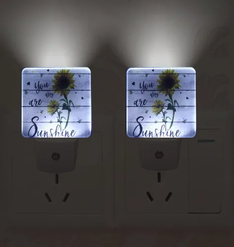 Vista 6 de Luz nocturna LED enchufable de girasol, luces nocturnas inteligentes con sensor de atardecer a amanecer, enchufe a la pared, luces nocturnas de bajo