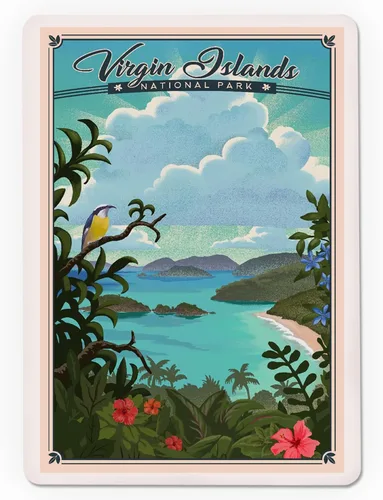 Vista 3 de Lantern Press Parque Nacional de las Islas Vírgenes, Litografía (52 cartas de juego, baraja de cartas de tamaño póker con comodines)