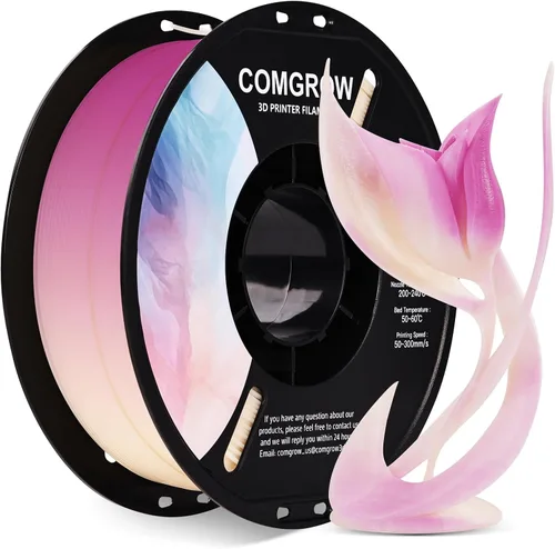Vista 7 de Comgrow - Filamento para impresora 3D de seda PLA, color dual 2 en 1 negro y verde, filamento PLA para impresión 3D de 1.75mm, precisión dimensional