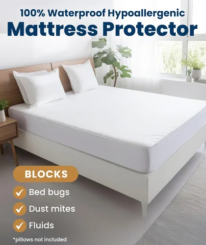 Vista 2 de Everlasting Comfort Protector de colchón prémium tamaño Queen, impermeable e hipoalergénico, diseño silencioso, funda lavable, bolsillo profundo
