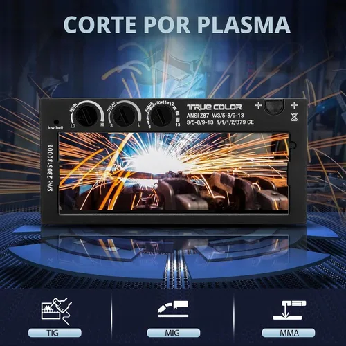Vista 6 de Lente de soldadura de oscurecimiento automático, 2 × 4.25, sombra variable 5-13, tecnología de color real, con lente de cubierta exterior