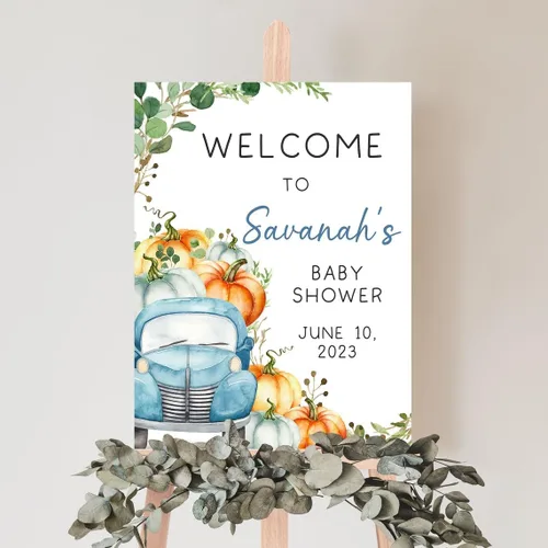 Vista 22 de Cartel de bienvenida de baby shower, cartel de bienvenida editable con texto en inglés "It's a Girl Woodland", letrero de bienvenida de baby shower