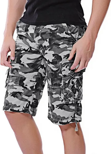 Vista 4 de Pantalones cortos cargo de camuflaje para hombre de algodón