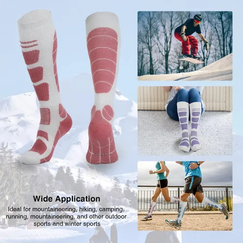 Vista 5 de Calcetines de esquí de lana merina térmicos hasta la rodilla para invierno, deportes de nieve y caza para hombre y mujer