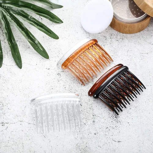 Vista 4 de Gejoy 12 piezas de peines para el cabello, peine lateral francés para las mujeres dientes de plástico Tortuga lado pelo para cabello fino fino