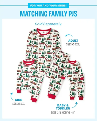 Vista 2 de The Childrens Place - Conjunto de pijama de Navidad a juego para la familia ajuste cómodo 100 algodón adulto niño grande niño pequeño bebé