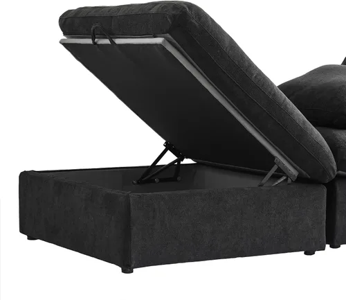Vista 6 de Cloud - Sofá modular convertible de 80.3 pulgadas en forma de L para sala de estar con otomana de almacenamiento, sofás profundos minimalistas