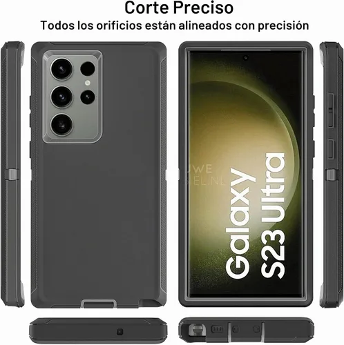 Vista 5 de Funda para Samsung Galaxy S23 Ultra, S23 Ultra con protector de pantalla de TPU flexible autorreparable [2 unidades], funda resistente 3 en 1