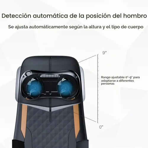 Vista 4 de CLORIS - Masajeador de cuello y espalda con calor, almohadilla para silla Reposacabezas ajustable automático, compresión y rodamiento Shiatsu 3D