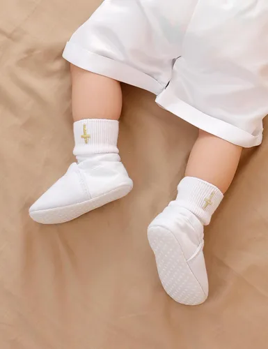 Vista 5 de Baptism Shoes for Baby Boy Infant Soft Sole Christening Sneaker 3-18 Months Blanco (White Shoes)
