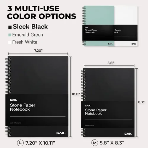 Vista 7 de GAK. Cuaderno de papel de piedra impermeable en espiral (tamaño M) – 5.8 x 8.3 pulgadas, 50 hojas, cuaderno de papel de piedra, cuaderno de notas