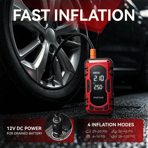 Vista 3 de 1000A pico 12V batería de coche arrancador portátil con compresor de aire