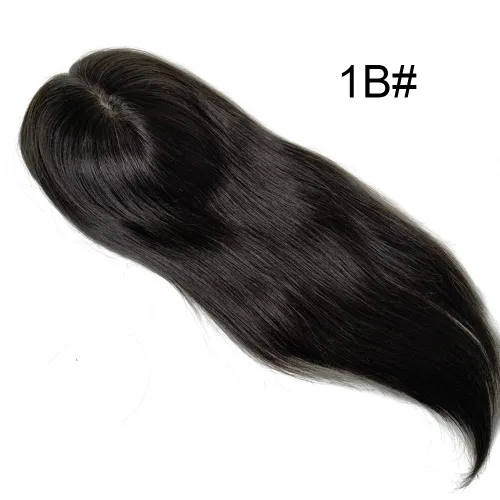 Vista 3 de Base de PU de piel fina inyectada con base de seda superior dividida Tamaño de partición 15cm*16cm Topper de cabello humano para mujeres