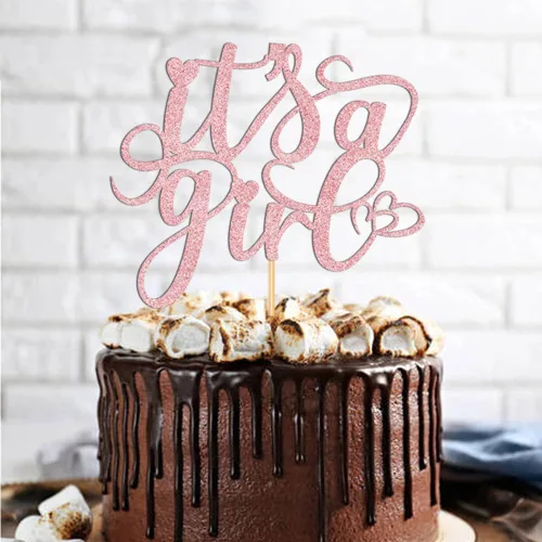 Vista 7 de Decoración para tartas con texto en inglés "It's a Girl" para baby shower, revelación de género, suministros para fiesta de primer cumpleaños