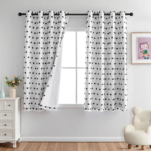 Vista 14 de MYSKY HOME - Cortinas opacas rosadas para dormitorio de niñas de 54 pulgadas de largo, cortinas cortas para tratamiento de ventanas, 100% cortinas