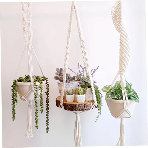 Vista 8 de Cuerda de macramé de algodón natural de 0.039 in x 328.1 ft, cuerda de algodón de una hebra gruesa de hilo de macramé para colgar plantas, colgar