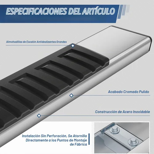 Vista 2 de Auto Dynasty - Estribos de 6.75 pulgadas compatibles con 2007-2019 Silverado Sierra 1500 2500HD 3500HD de cabina regular, barras laterales de acero