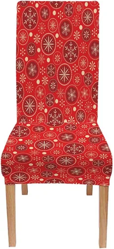 Vista 2 de CAPSCEOLL Christmas Dining Chair Covers,Snowflakes Festive Winter Pattern Stretch Chair Covers for Dining Room Set of 2 Washable Spandex Parson