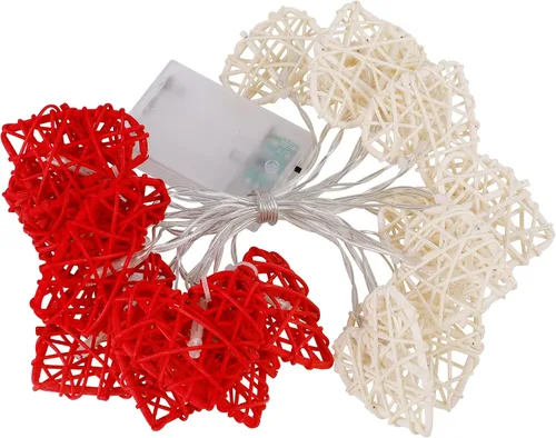 Vista 8 de Happy Trees Guirnalda de luces de San Valentín, 10 pies, 20 luces LED en forma de corazón en cadena, luces románticas de hadas con batería