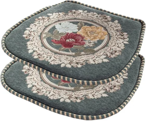 Vista 30 de EORNOW Juego de cojines para silla de comedor con lazos, juego de 1/2/4, almohadillas antideslizantes para silla de comedor con funda extraíble