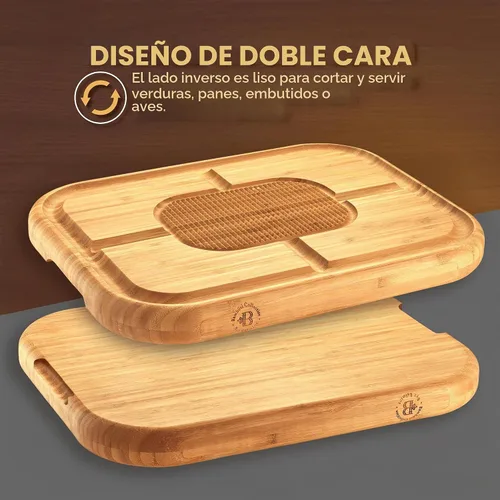 Vista 6 de Tabla de cortar carne – Tabla de tallar de bambú extragrande, bloque de carnicero de 18 x 13 pulgadas de grosor con ranura profunda para jugo